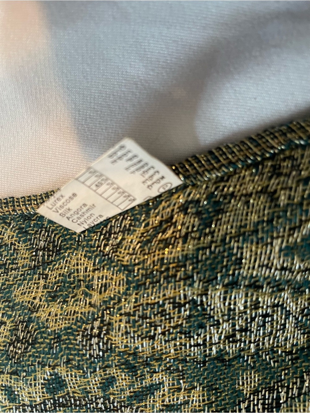 Pashmina and cashmere green and gold threads shawl - Picture 4 of 6
